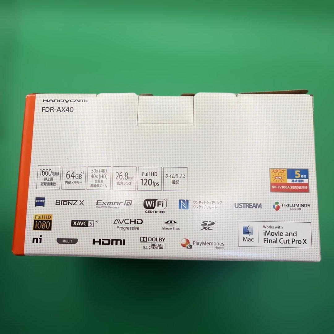 SONY ビデオカメラ FDR-AX40 4K 光学20倍 黒 ハンディカム