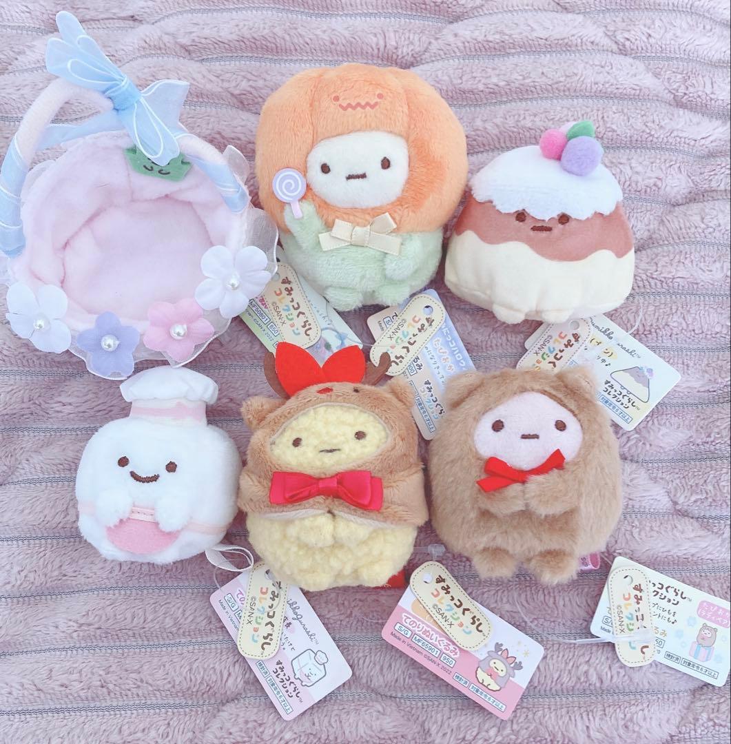 新品★すみっコぐらし てのりぬいぐるみ ねこのきょうだいとおかし屋さん 6点