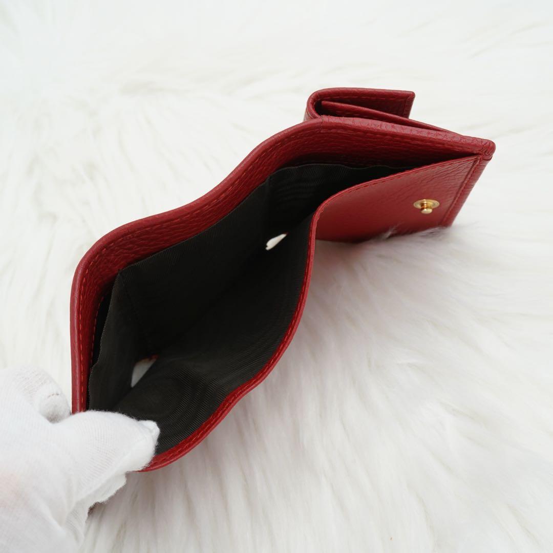 新品未使用品　箱付き　GUCCI グッチ　三つ折り財布　GG柄　マーモント　赤