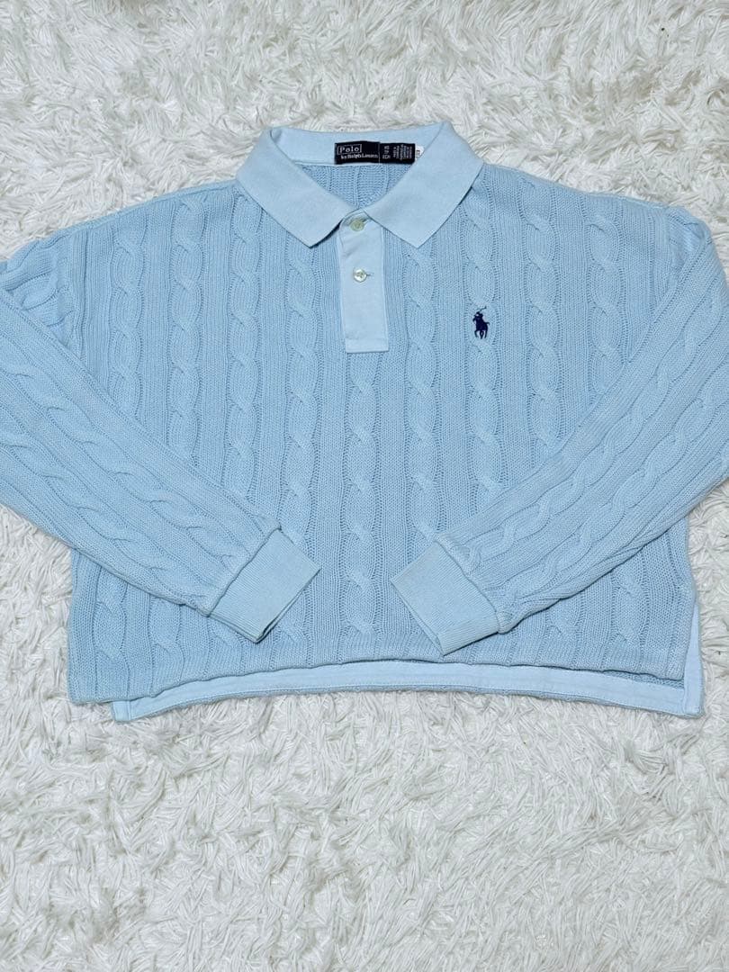 【レア】ラルフローレン ケーブルニット ロングスリーブポロシャツ