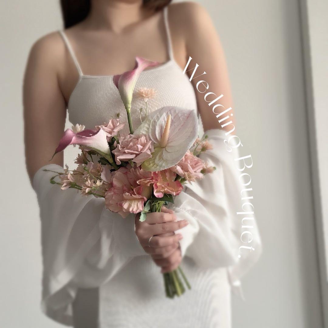 【ブートニア付き】ウェディングブーケ　世界に一つ♡ ブーケ　アーティフィシャルフ