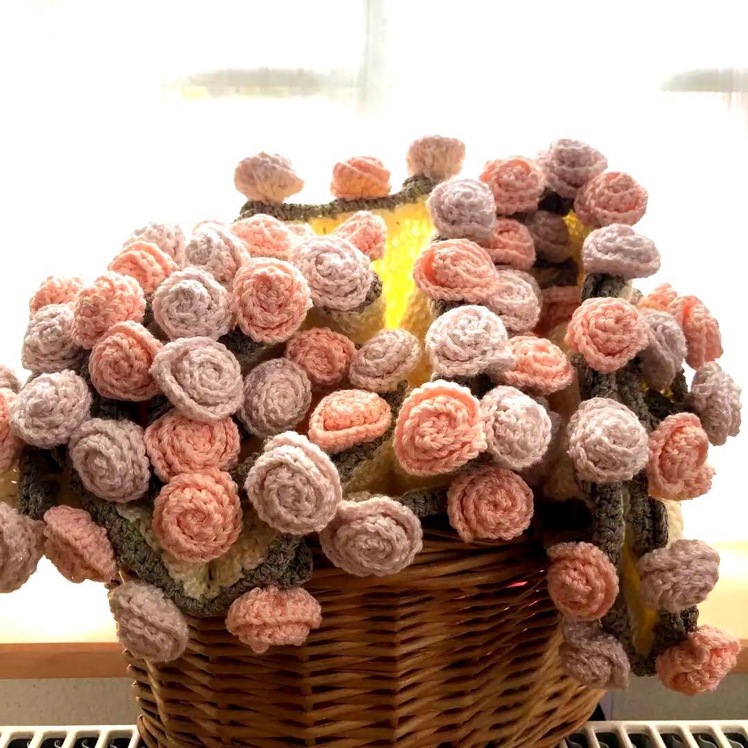 花束ブランケット♡ひざ掛け♡薔薇の花♡ブーケ♡ハンドメイド