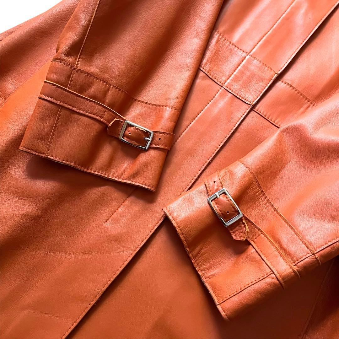 CLASSY 　ラムレザーコート　2XL　オレンジ　レディース 大きめ