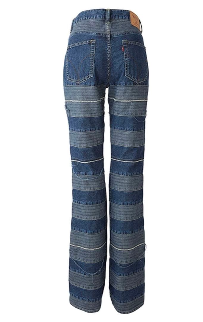 ⭐︎HYSTERIC GLAMOUR ❶スクラッチフレアデニムパンツブルー24㌅