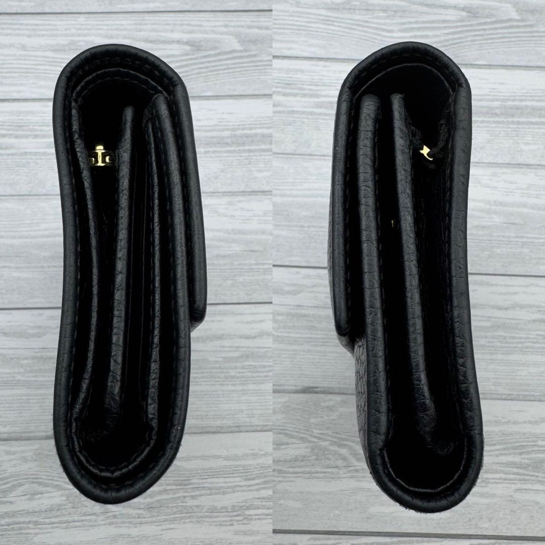 【美品】GUCCI　マーモント　三つ折り財布　GG　レザー　ブラック