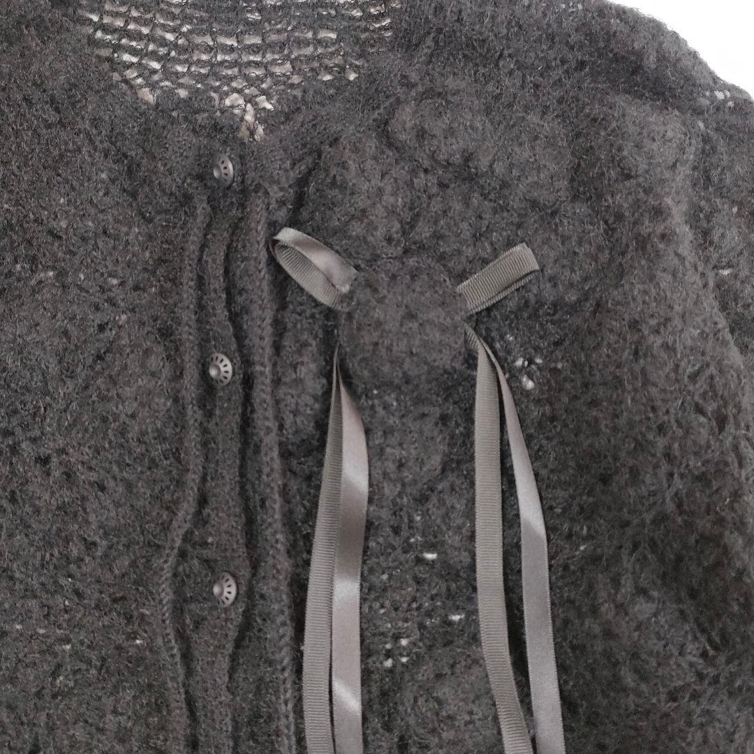 美品✨️カネコイサオ フラワーモチーフクロシェカーディガン 立体フラワー　モヘヤ