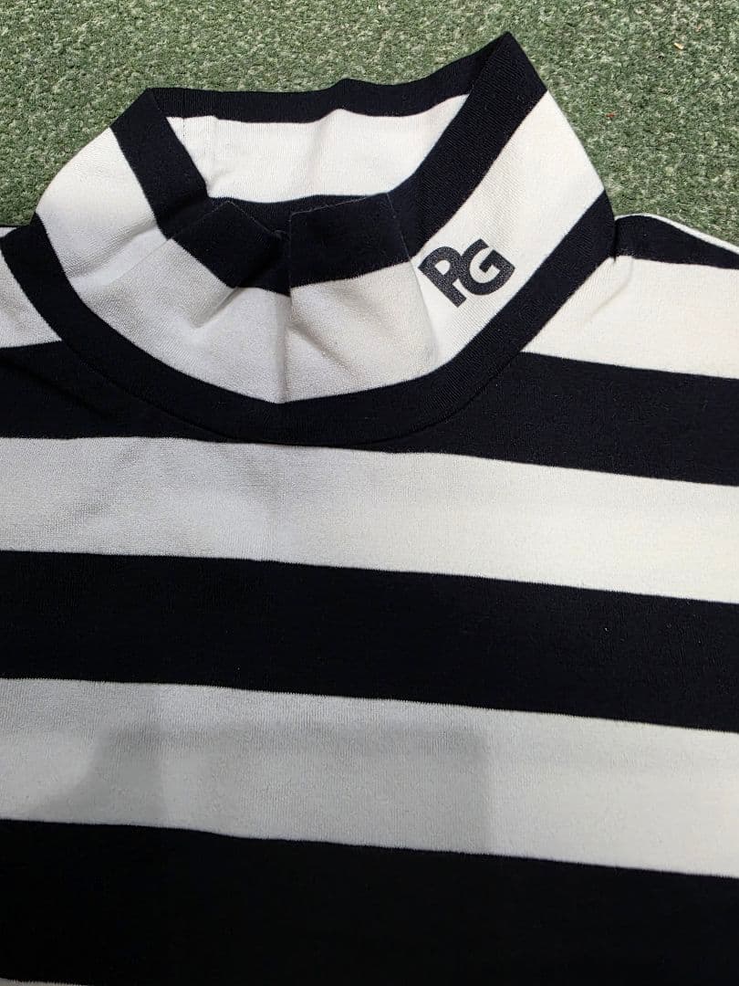 ゴルゴ72PEARLY GATES ストライプタートルネックシャツ 5号