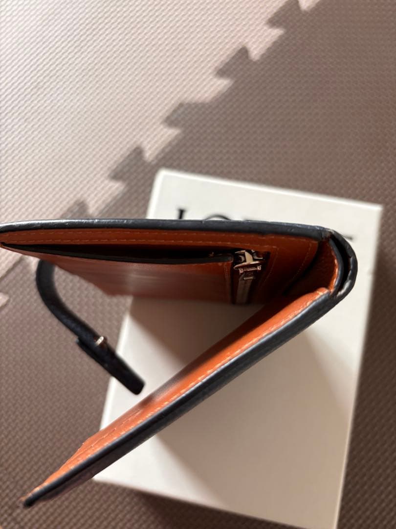 LOEWE 二つ折り財布 ネイビー レザー