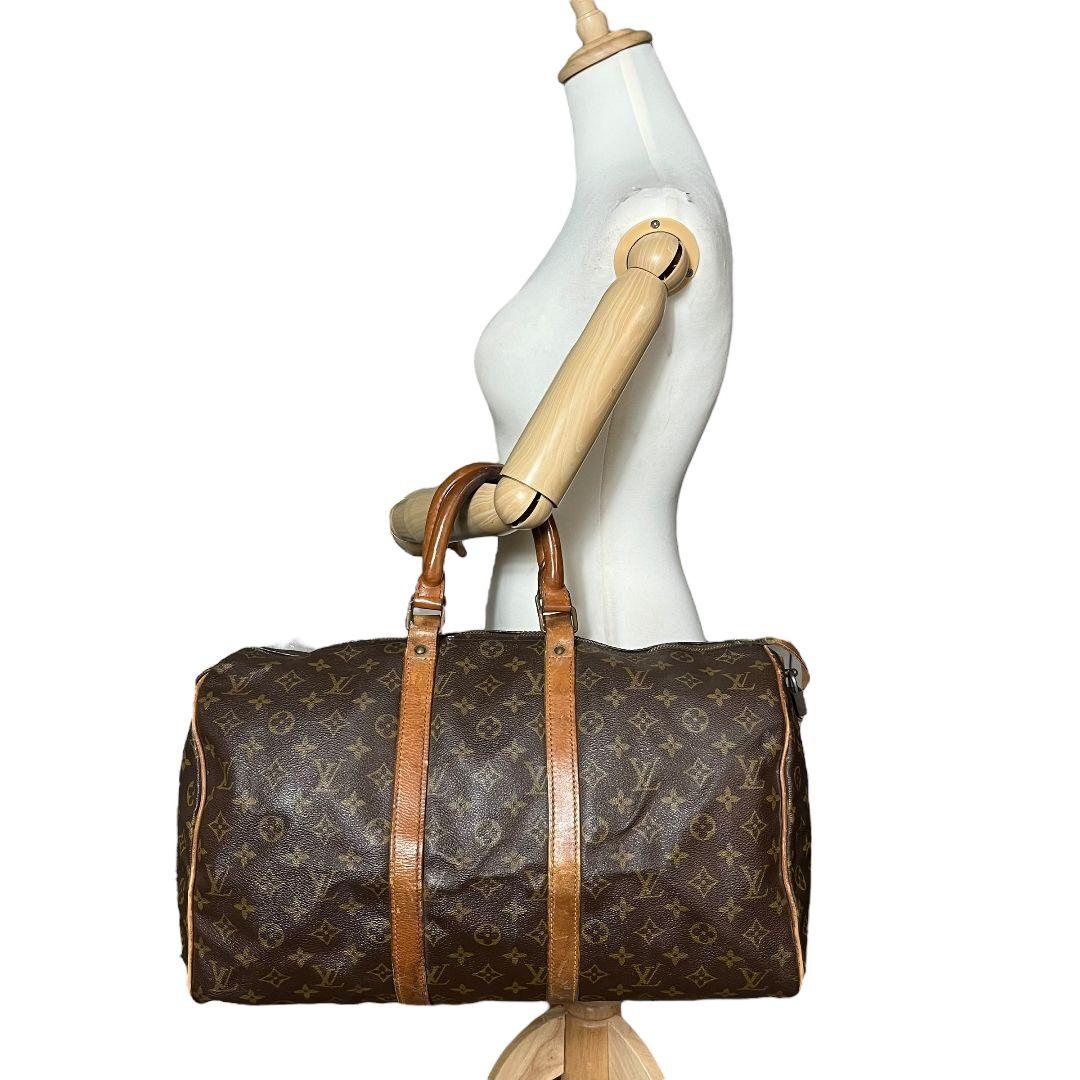 鑑定済☆ルイヴィトン　モノグラム　キーポル45　ボストンバッグ　旅行用バッグ　茶