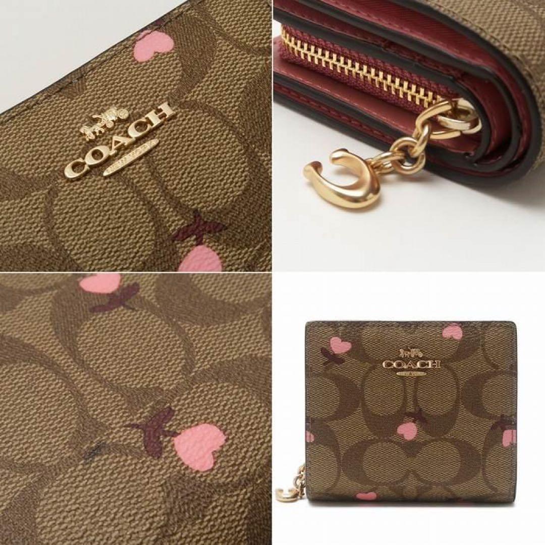COACH 二つ折り財布 フローラル ブラウン/ピンク