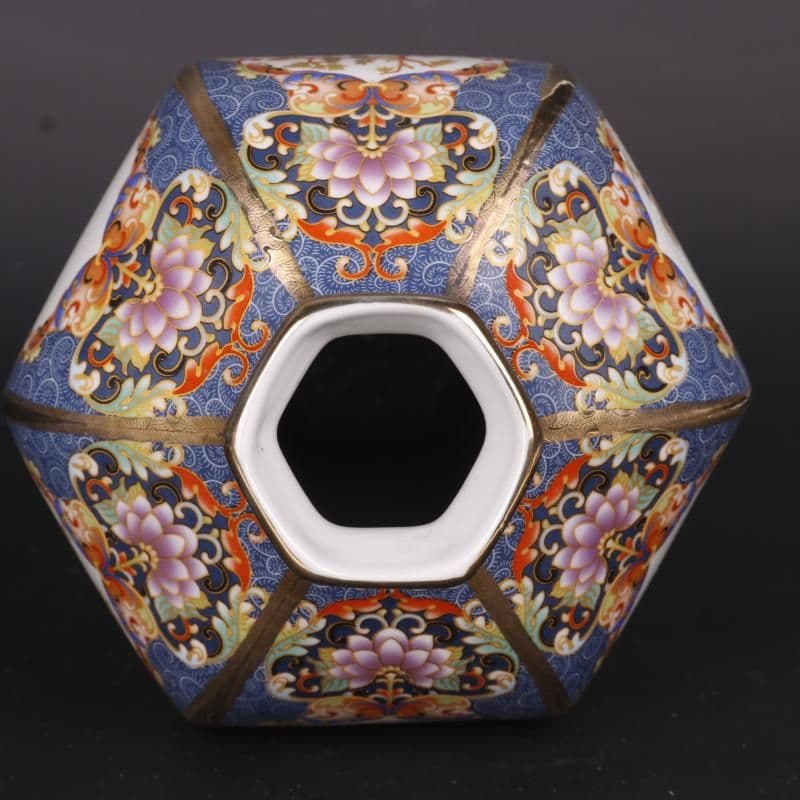 清乾隆蒔金琺瑯彩花鳥六方梅瓶 景徳鎮 陶磁器 装飾品 工芸品 美術品 置物