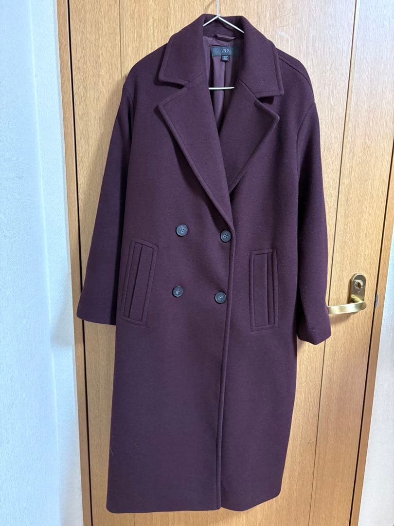 ZARA ソフトオーバーサイズコート　バーガンディ