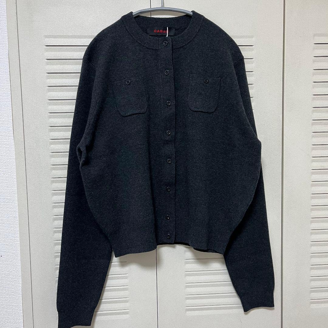 新品　CABaN コットンカシミヤ クルーネックカーディガン グレー Sサイズ