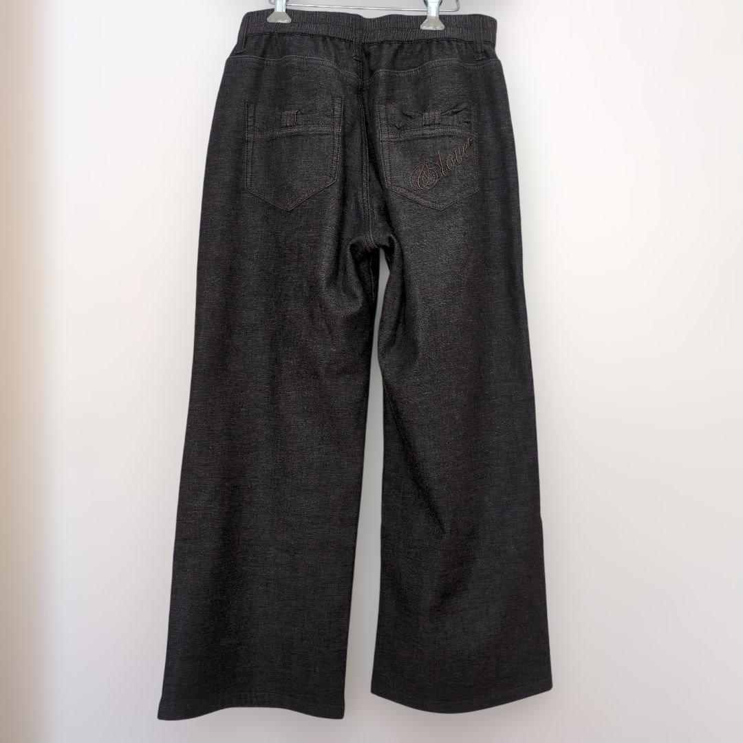 &LOVEアンドラブ美品サイドフリルの裏フリースパンツＬグレー股下65